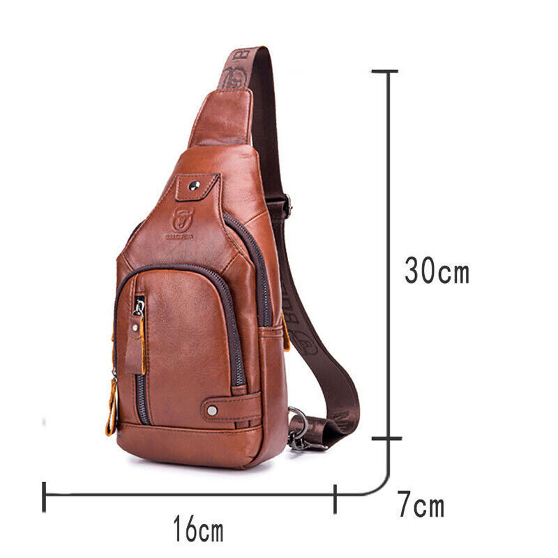 Men’s Sling Backpack Genuine Leather Chest bag Crossbody Bag Shoulder Bag New Z
