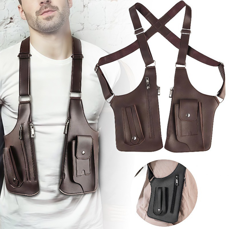Adjustable Anti-Theft Underarm Shoulder Bag PU Leather Wallet Holster Bag