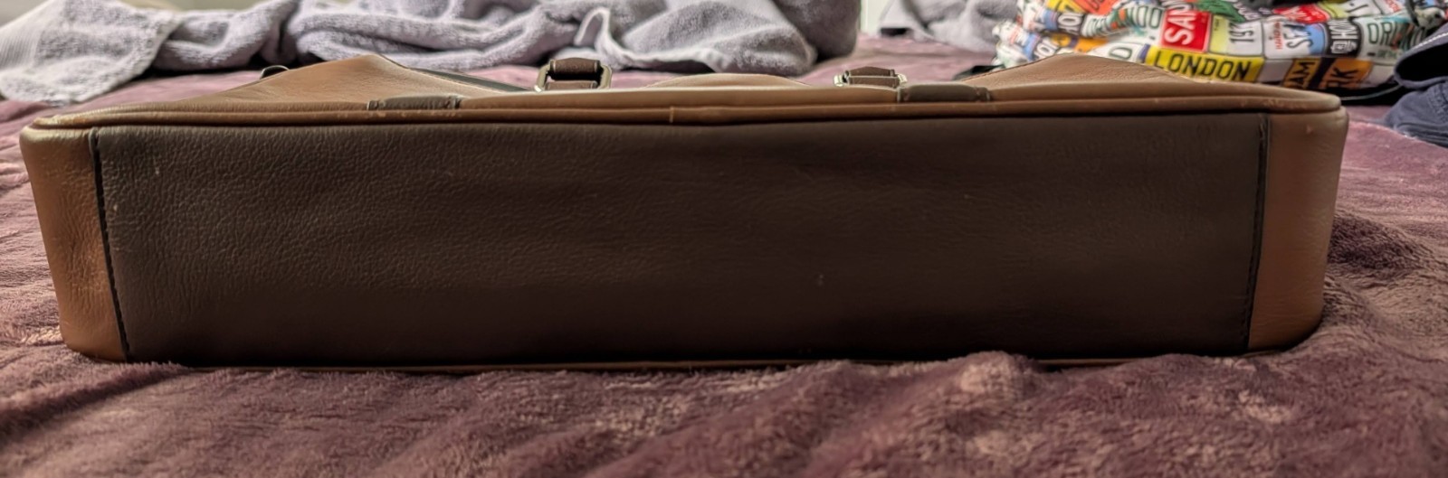 Coach Two-Tone Slim Briefcase Signature Canvas Leather Laptop $498