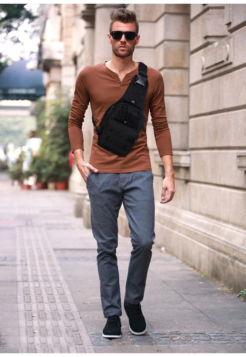 Men Backpack Tactical Sling Bag Chest Shoulder Fanny Pack Cross Body Molle Pouch