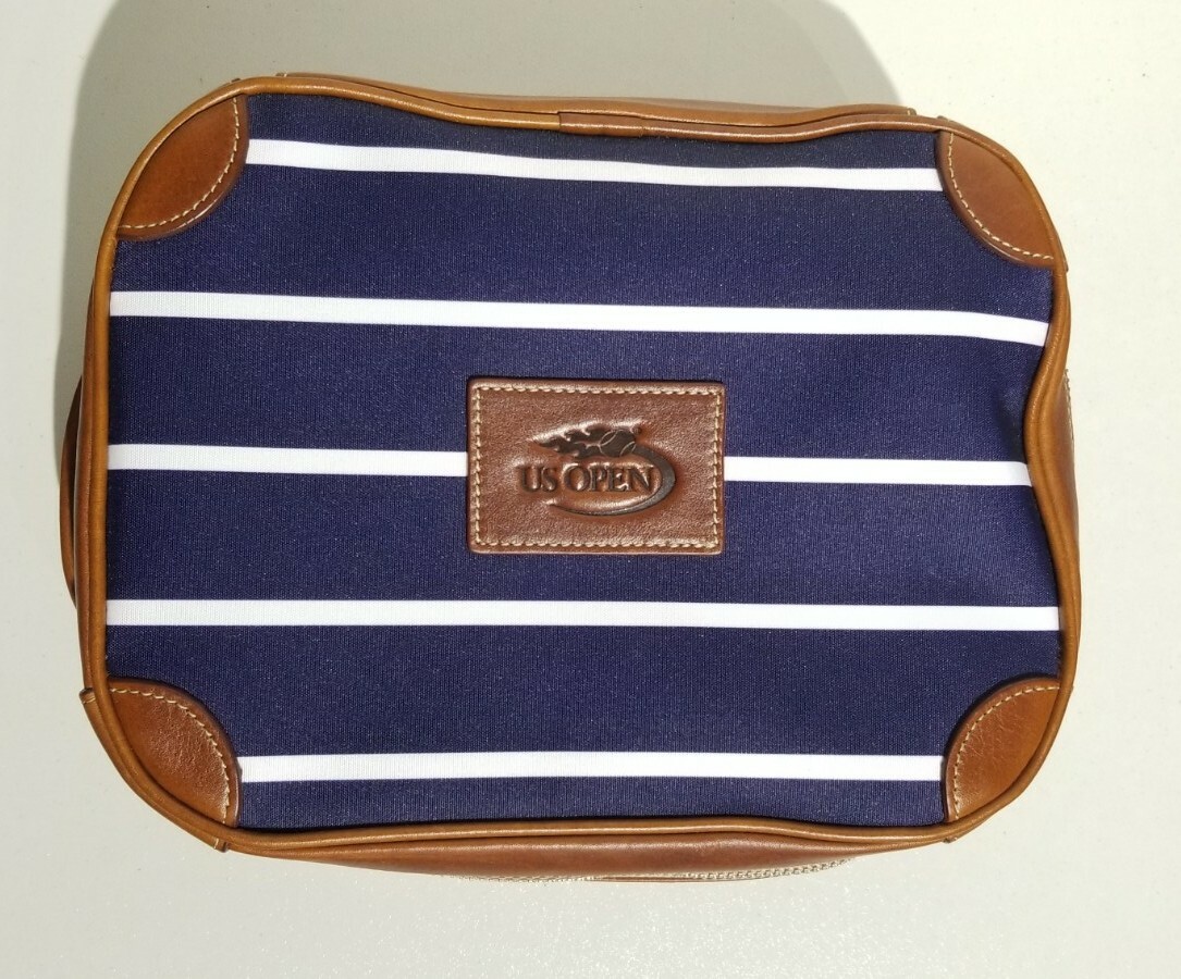 Rare Barrington “U.S. Open” Navy Blue & White Stripe Toiletry / Dopp Bag
