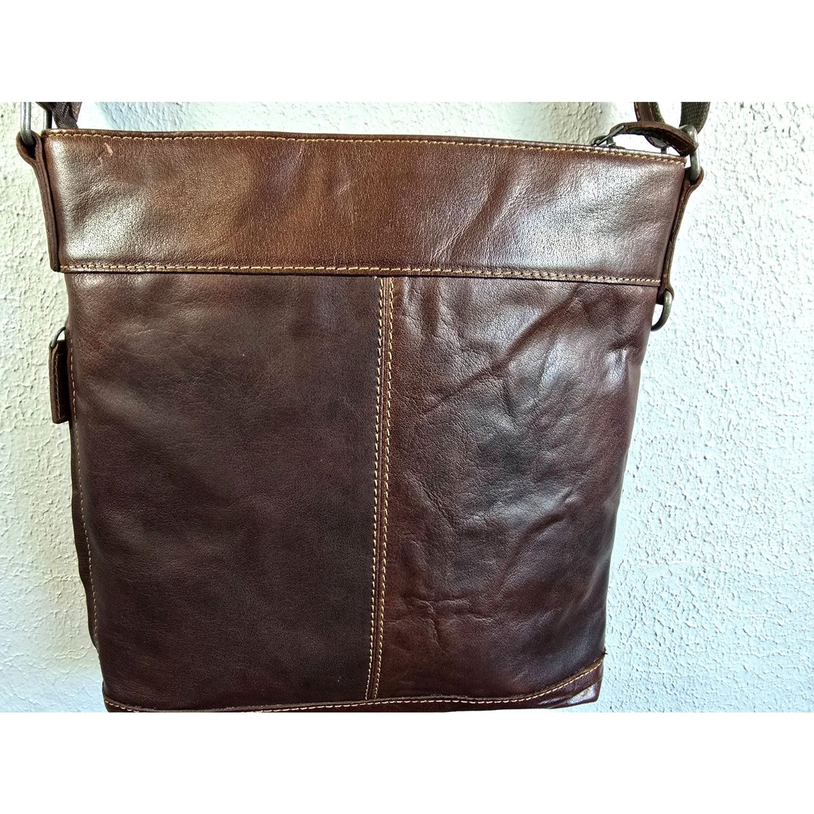 Jack Georges Brown Buffalo Leather Crossbody Bag Voyager Collection #7312