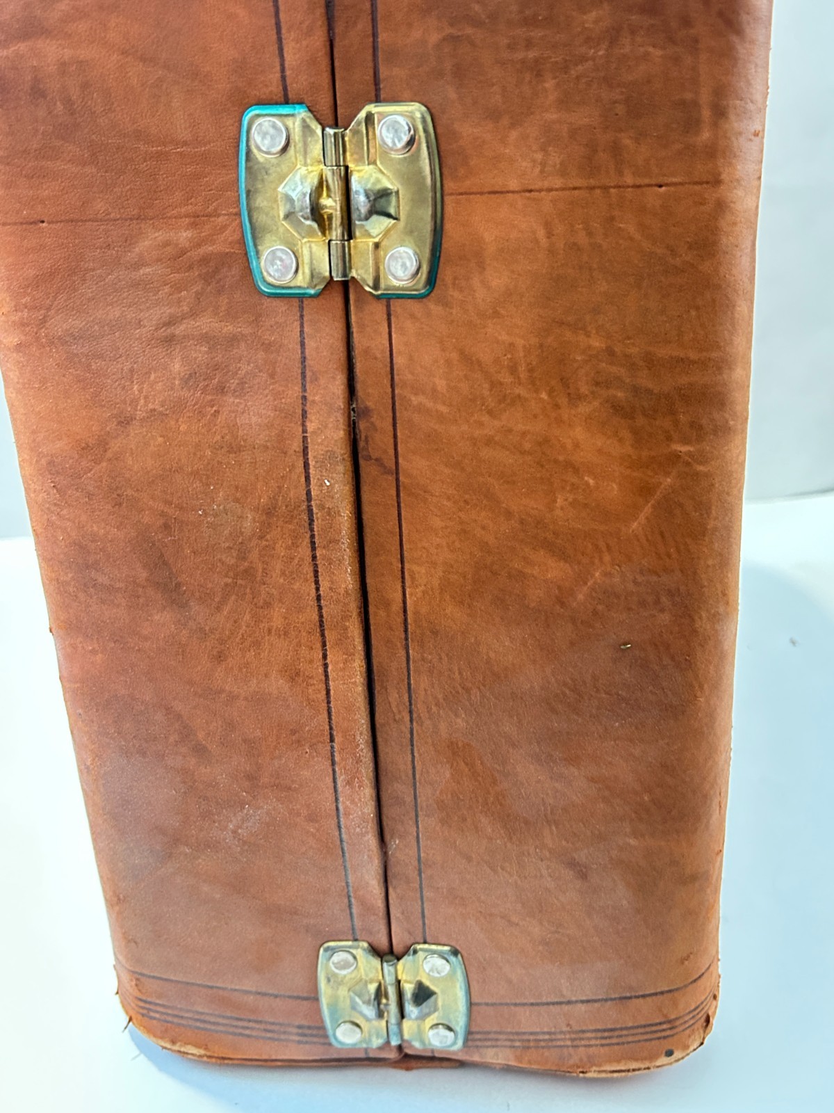Vtg Egyptian Tooled Leather Suitcase Overnight Satchel Bag Handmade OOAK