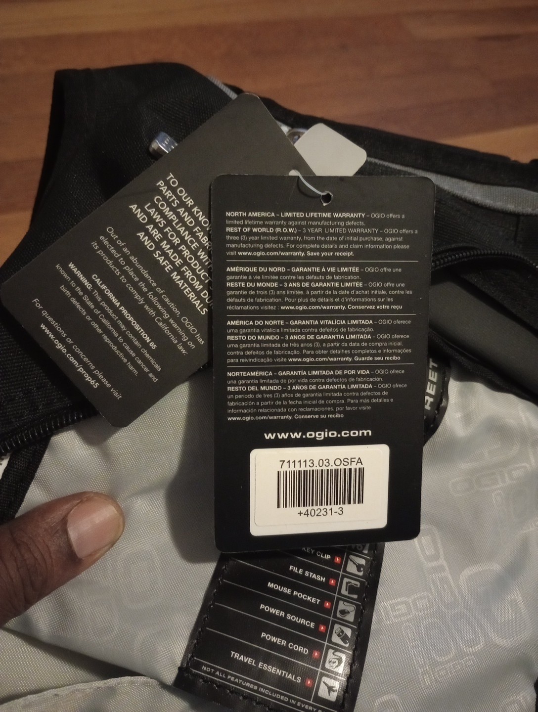 Black Ogio Crescent Backpack Brand New With Tags W/Audio Pocket