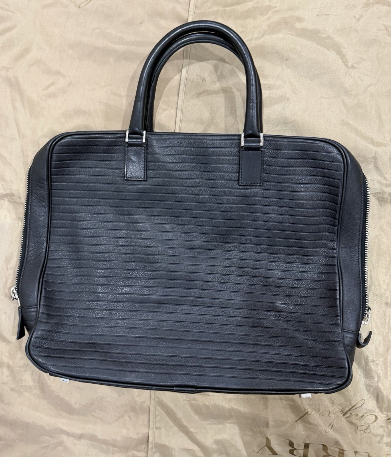 Dior Homme Pleated Black Lambskin Leather Top Handle