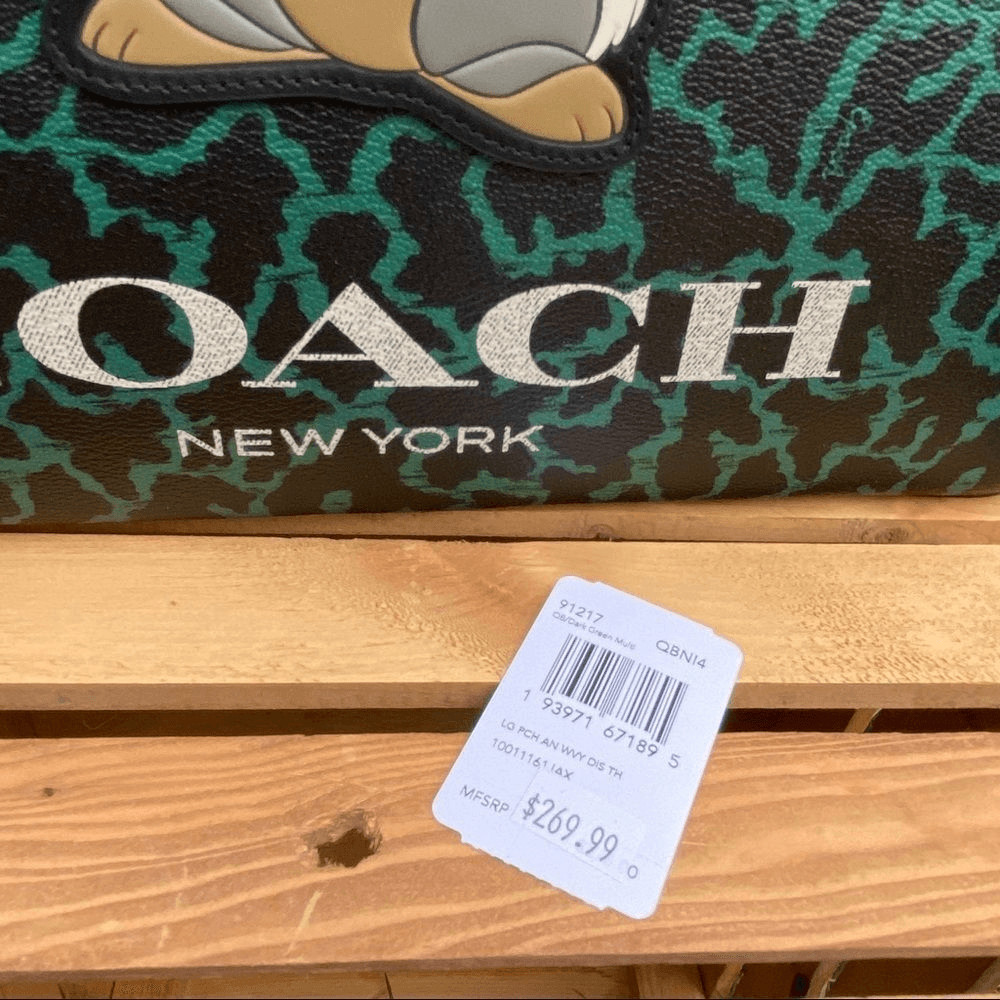 Coach Disney Thumper Animal Print Large Zippered Sleeve IPad Pouch Bag NWT