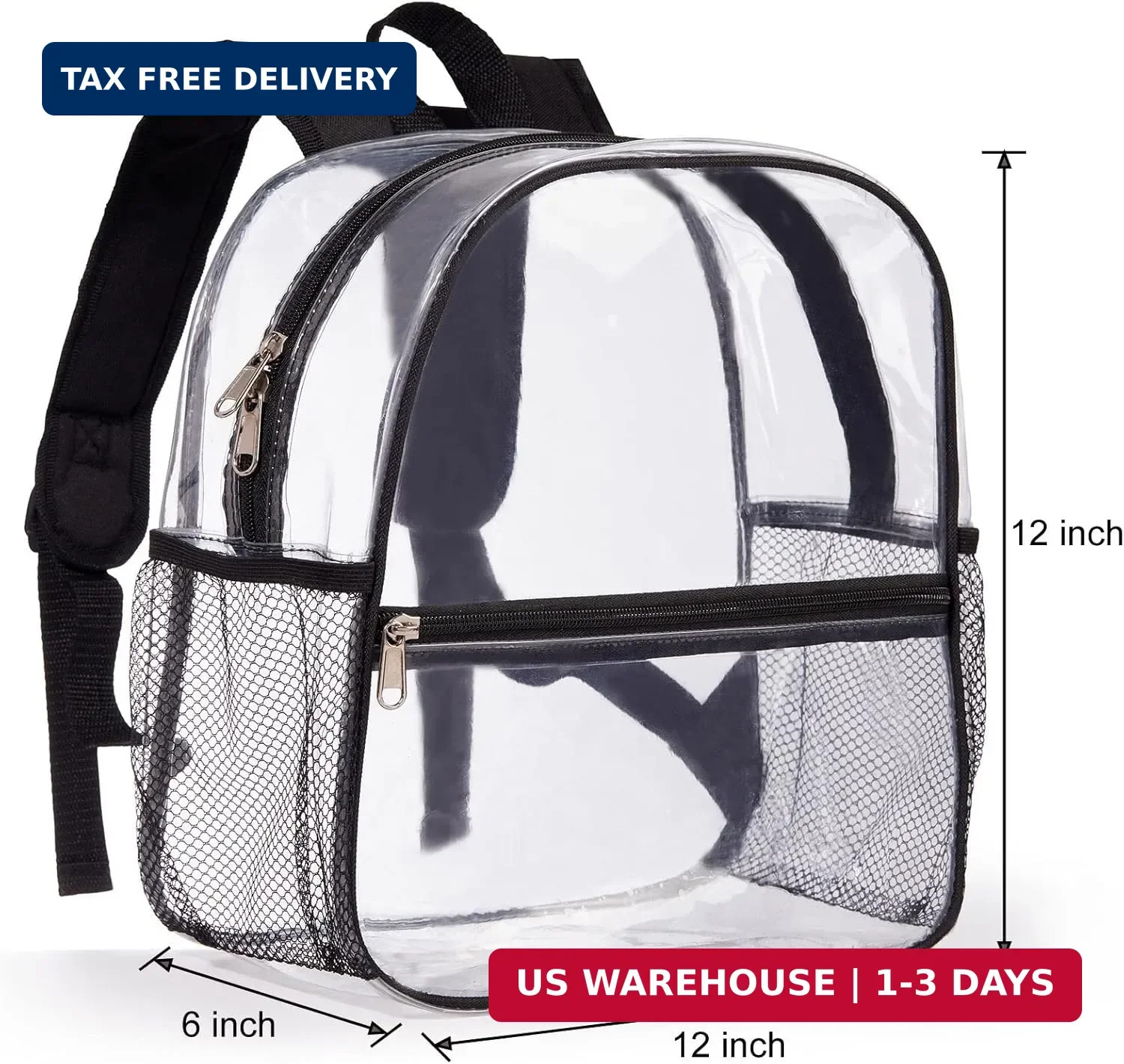 ZJIE Clear Mini Backpack 12x12x6 Stadium Approved Clear Backpacks Transparent Ba