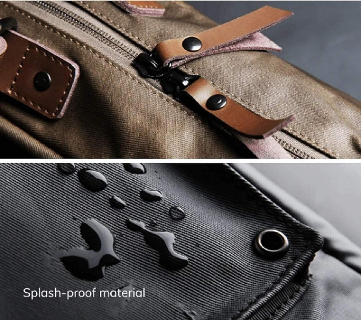 15.6-inch Leather & Canvas Splash-Proof Laptop Messenger Bag Shoulder Bag 1 Pcs.