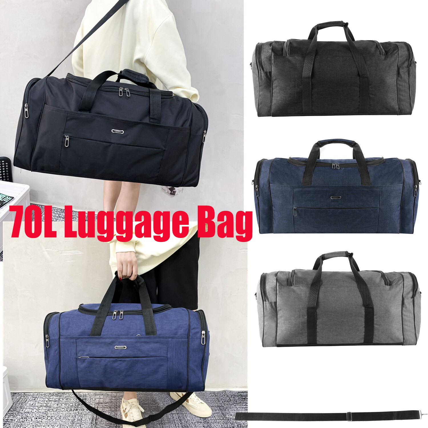92L Military Canvas Gym Duffle Bag-Heavy-Duty Travel Luggage with Shoulder Strap