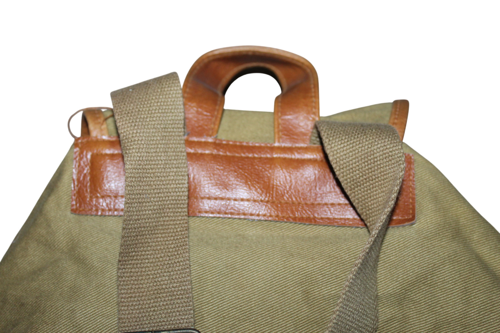 Land Rover Canvas & Leather Back Pack Olive Green Field Back Pack Needs Repair