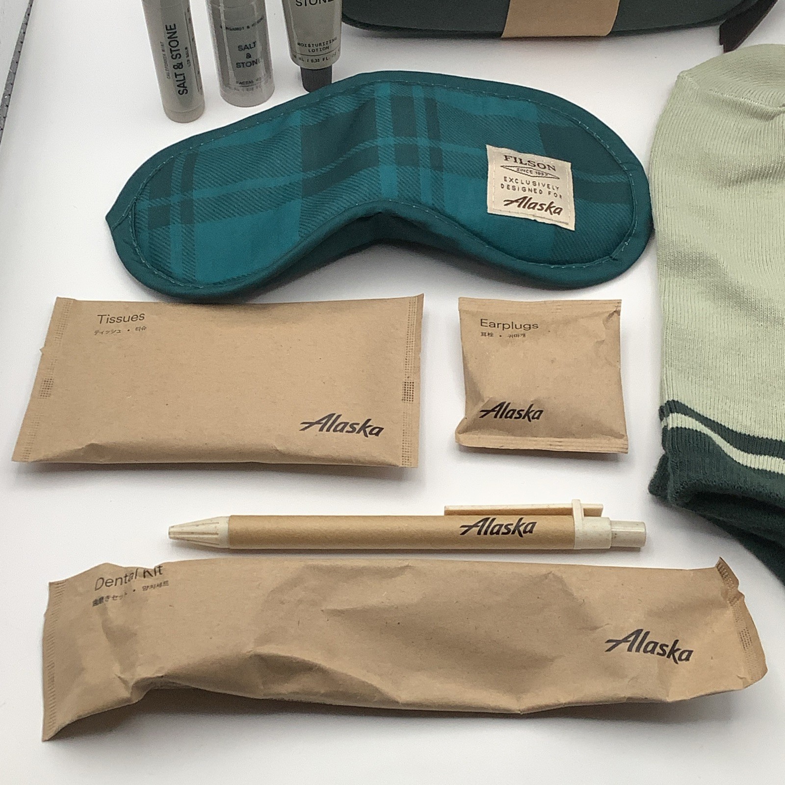 Filson + Alaska Airlines First Class Mini Rugged Twill Dopp Kit W/ Accessories