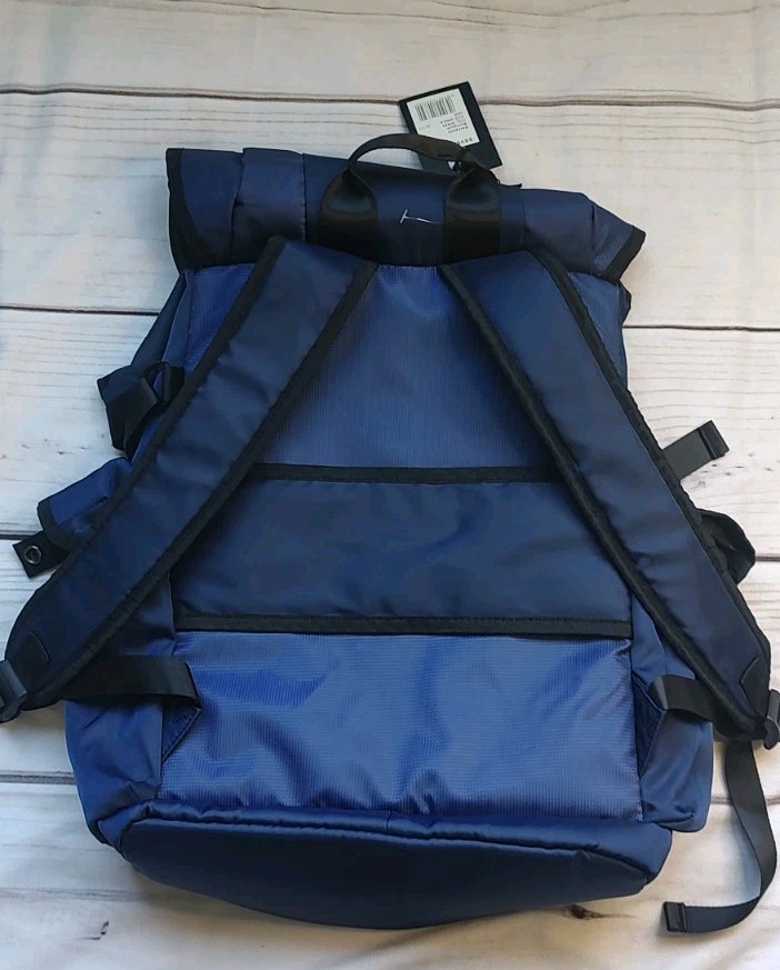 NWT Roberto Cavalli Logo Utility Backpack Navy Blue 18″W x 17″H x 5″D
