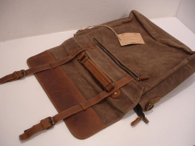 Manificent Laptop Messenger Bag Brown Leather Canvas Shoulder Strap Briefcase