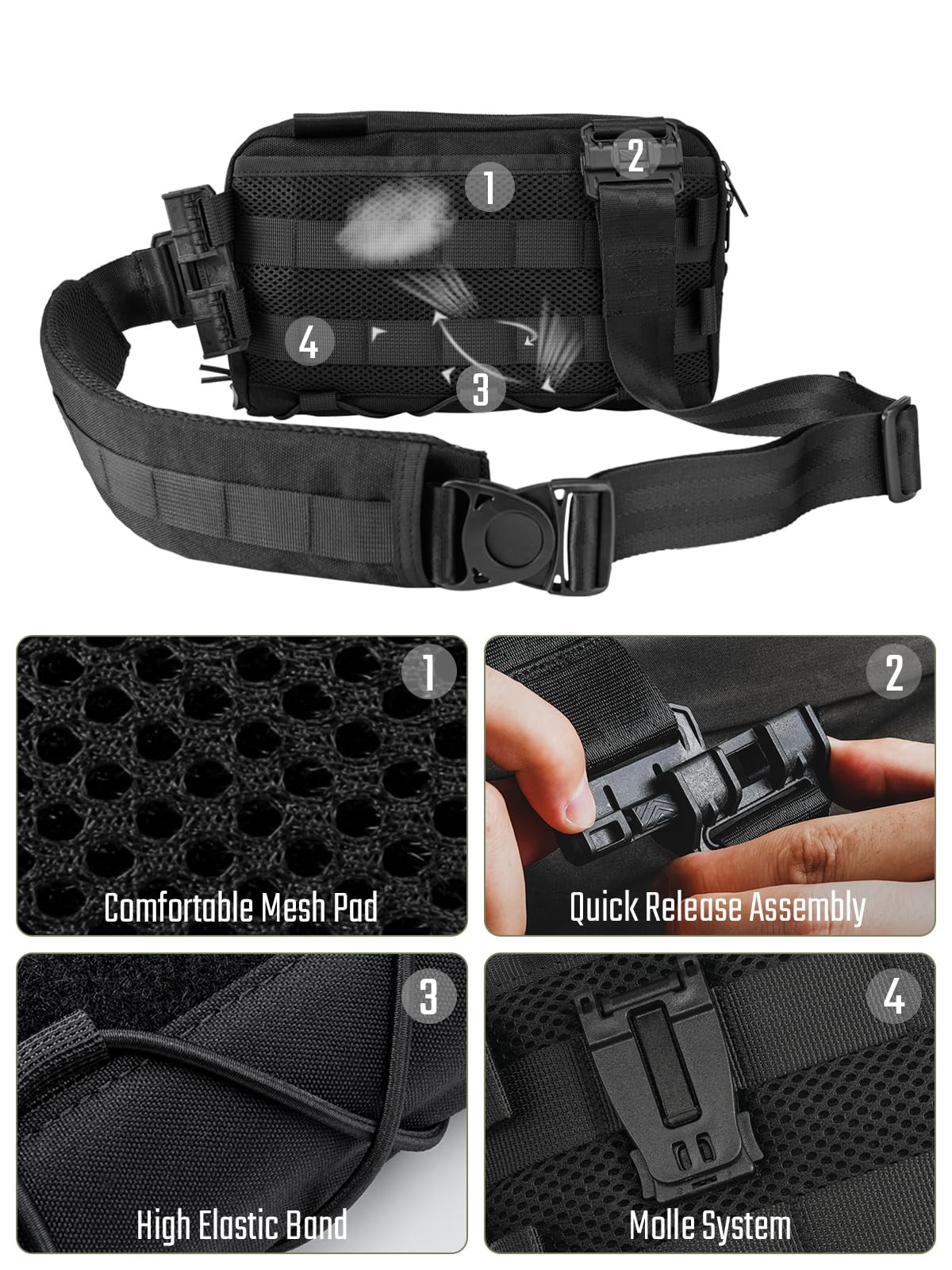 Cache L3C EDC Sling Bag Chest Crossbody Bag, 1000D OXFORD CLOTH Shoulder Bag…