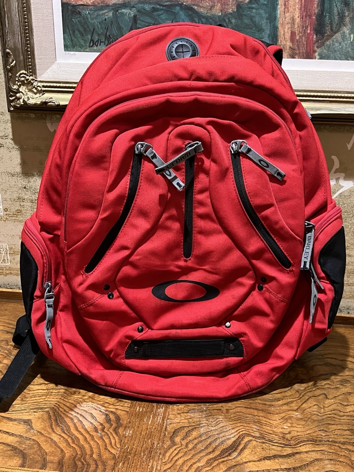 Oakley Panel Backpack Vintage Red Black Techwear Y2K Media Port Daypack
