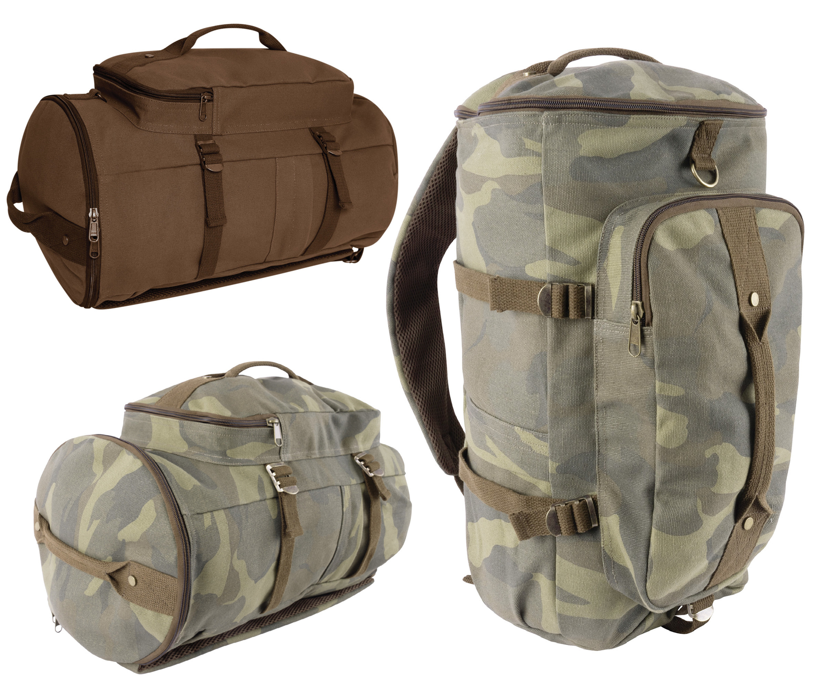 Convertible Canvas Duffel Bag Backpack 19″x11″ Adjustable Travel Bag