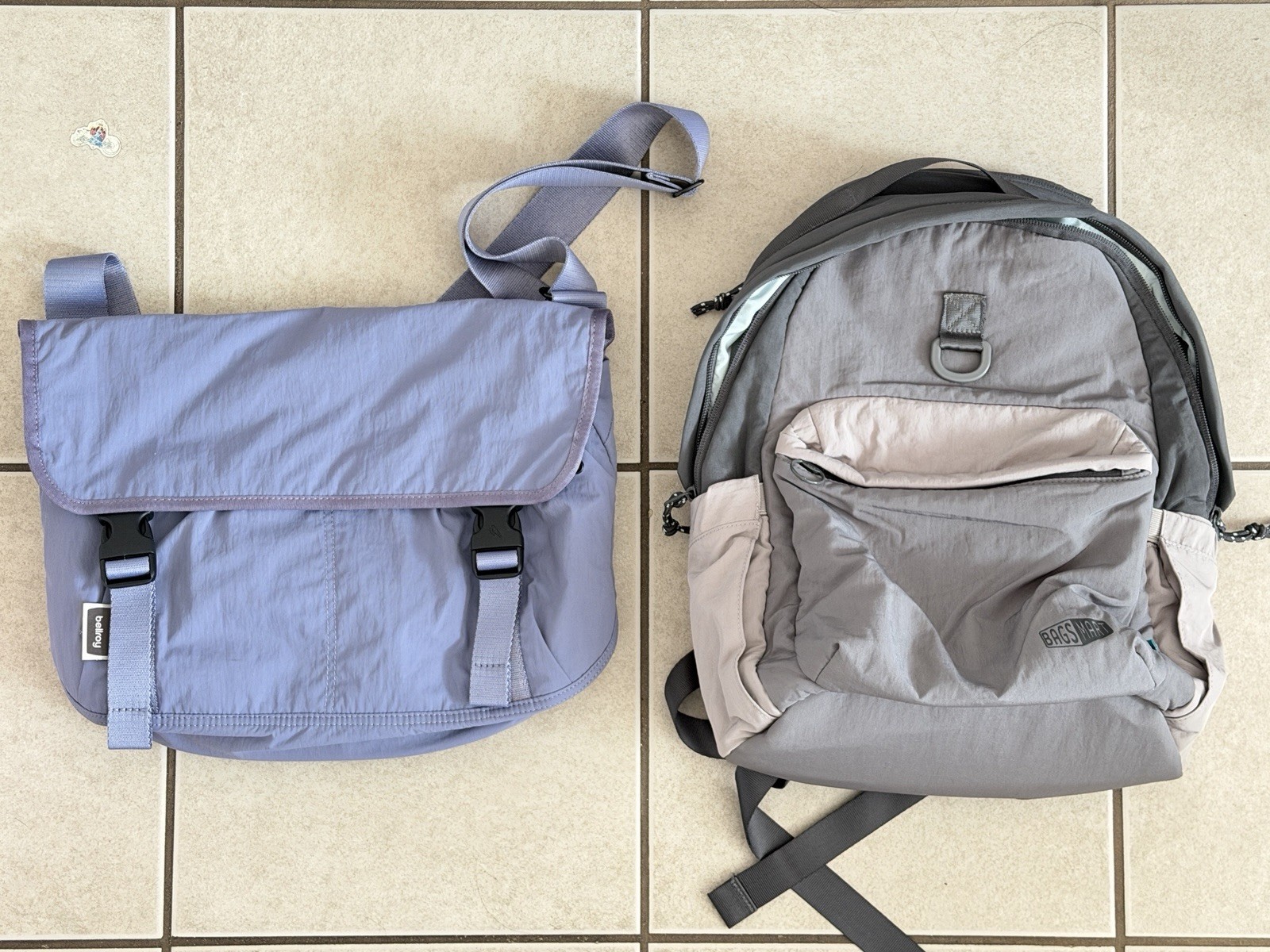 Bellroy Lilac Haze Cinch Messenger 12L and BagMart Crush 18L Backpack