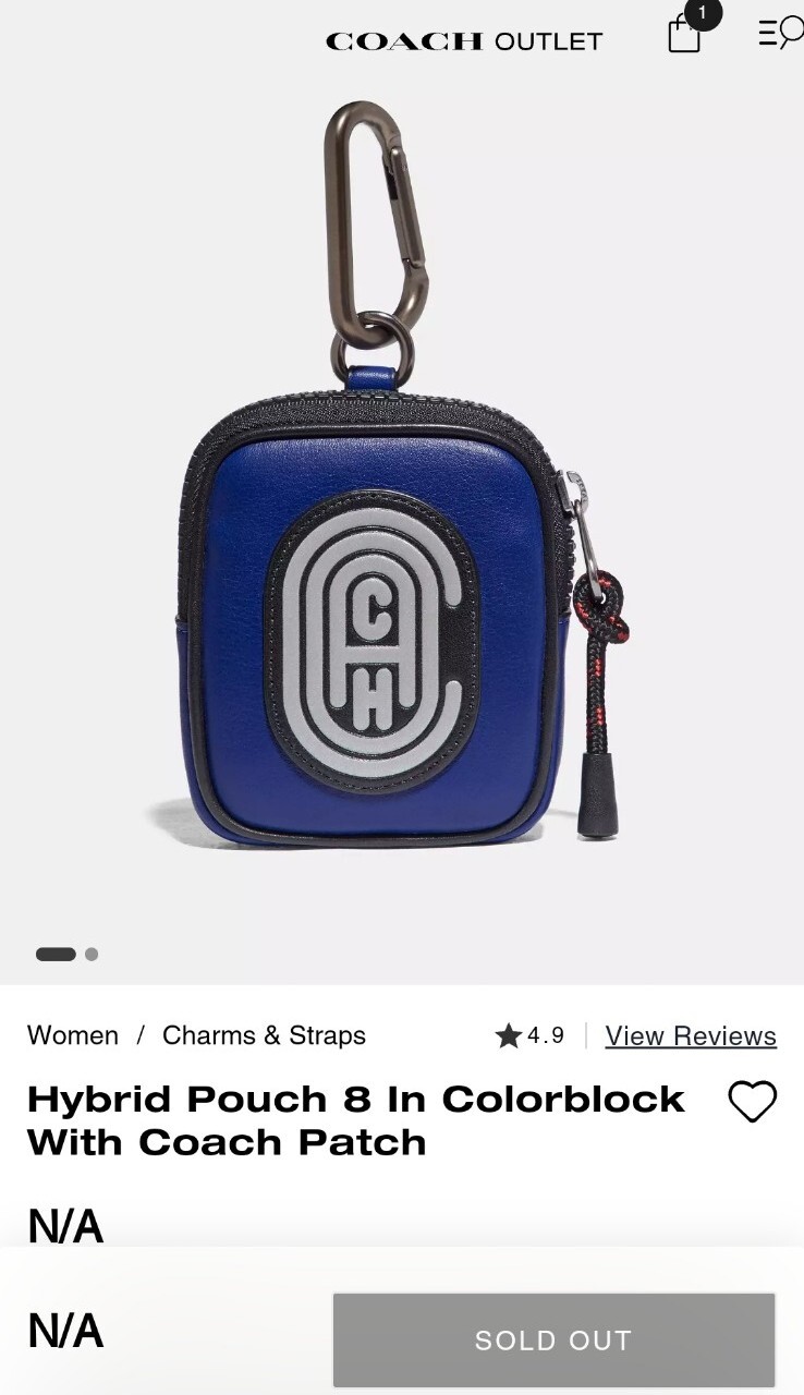 Coach Leather Pouch With Clip in Colorblock w/ Coach Patch, Blue NWT Very Rare