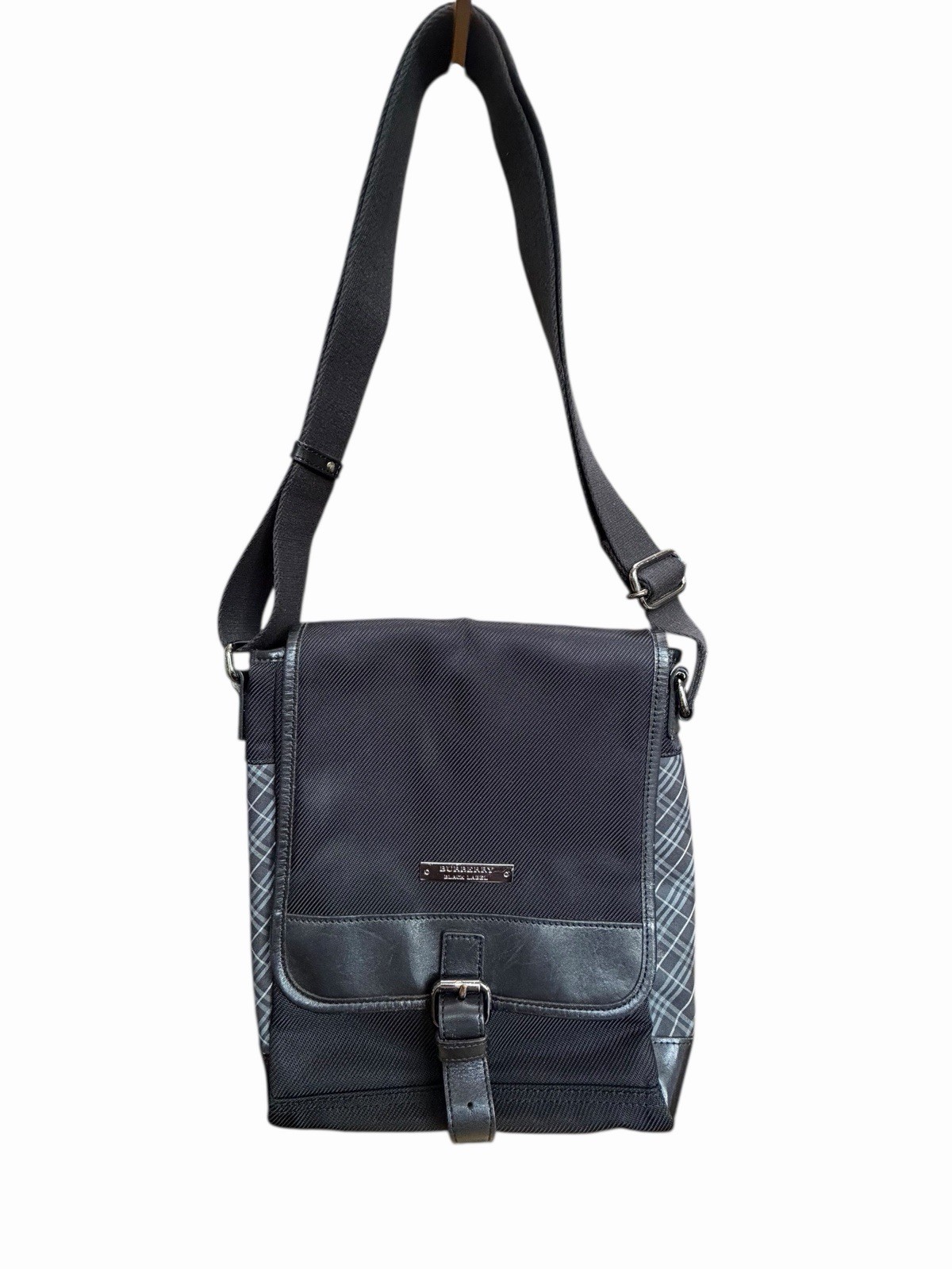 Burberry Black Label Men’s Check Shoulder Bag Crossbody Black