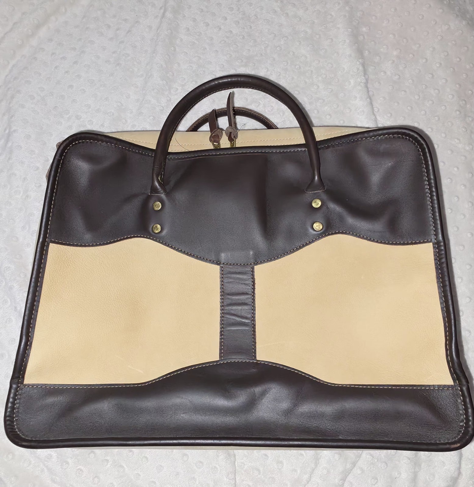 J. W. Hulme Smooth Full-Grain Brown & Tumbled Tan Leather Attache-Style Bag