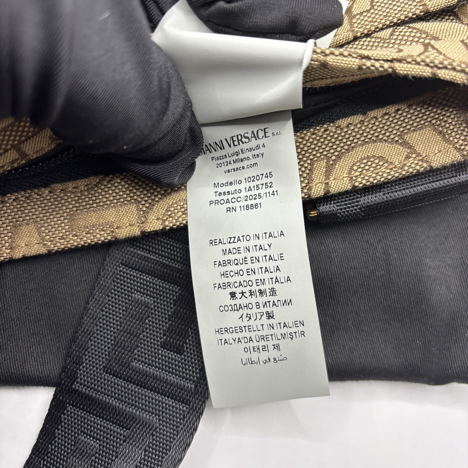 Versace 1020745 La Medusa Canvas Fabric Logo Crossbody All over Bag $850