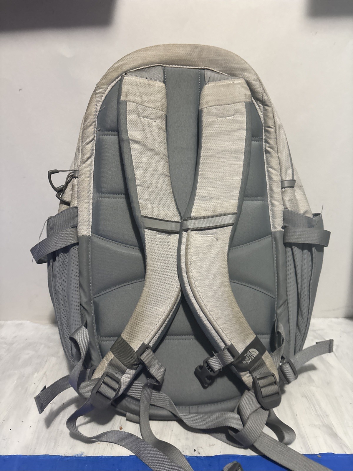 The North Face Backpack Gray Pockets RECON Zip 16” Gray Stains