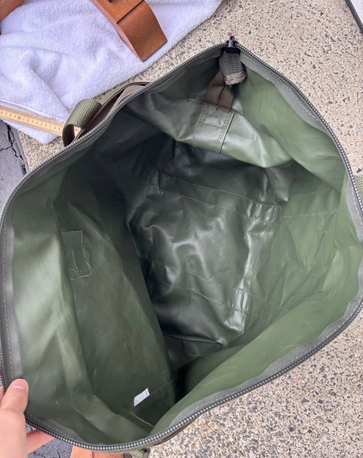 LL Bean Hunters Tote Canvas Large Bag Army Green Shoulder Strap 15×20 NEW