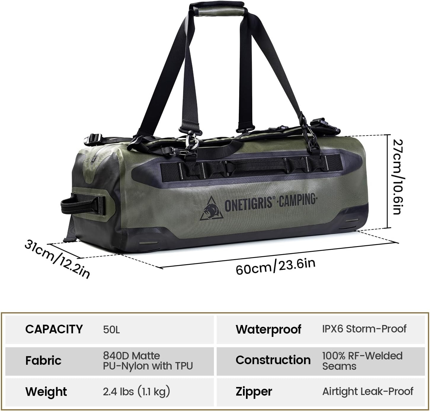 Dryforce 50L Waterproof Duffel Bag – Heavy Duty TPU Dry Bag for Adventure