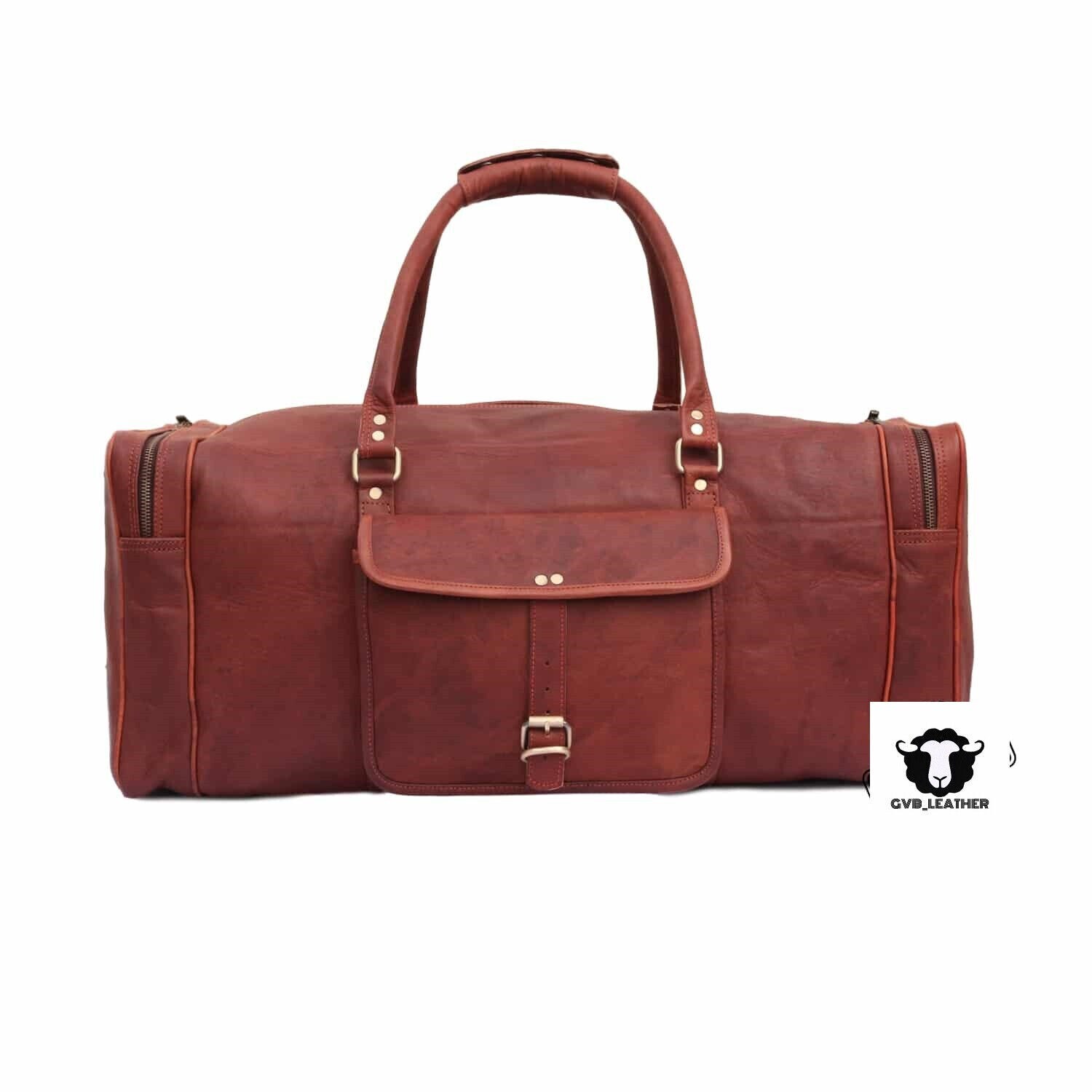 11X11X30 inch Leather Overnight Bag Travel Duffle Gym Men Weekend Mens Luggage