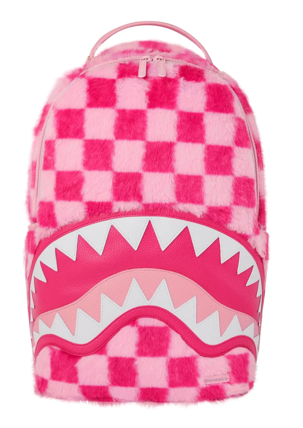 SPRAYGROUND FURZILLA SHARK (PINK CHECK) BACKPACK – Furry Pink Bag – Limited Ed.