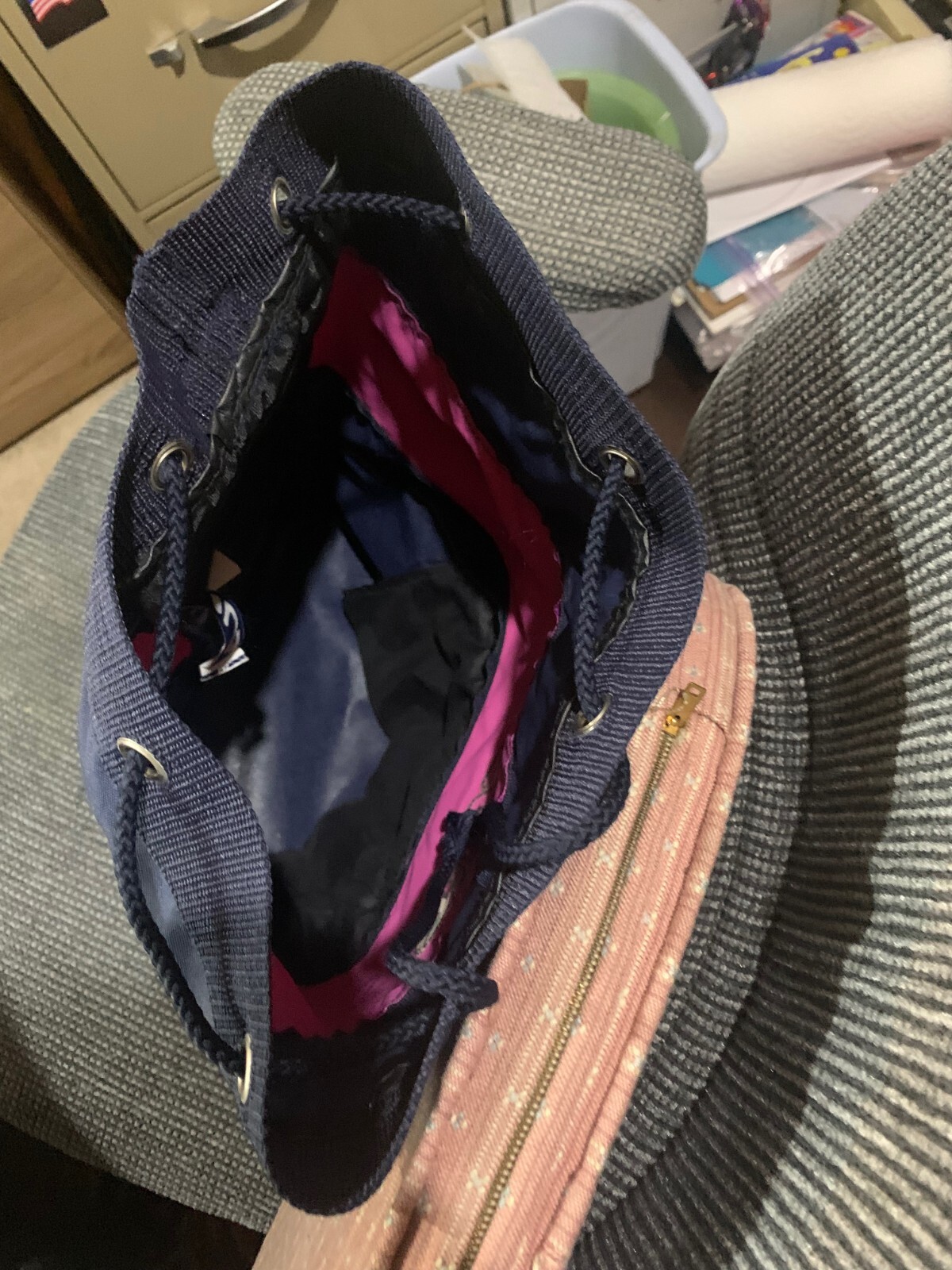 FILA BAG DRAW STRING CINCH BACK PACK CLASSIC VINTAGE VERY RARE PURPLE DARK BLUE