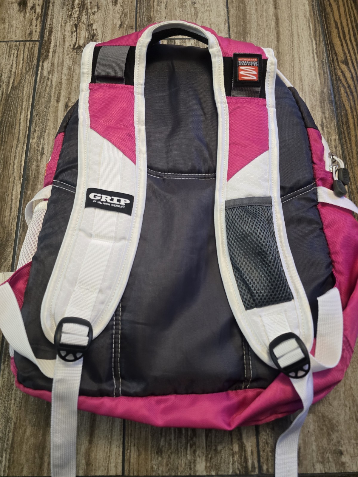 High Sierra Grip Pink Gray Backpack School Travel Hiking Laptop Book Bag Daypack