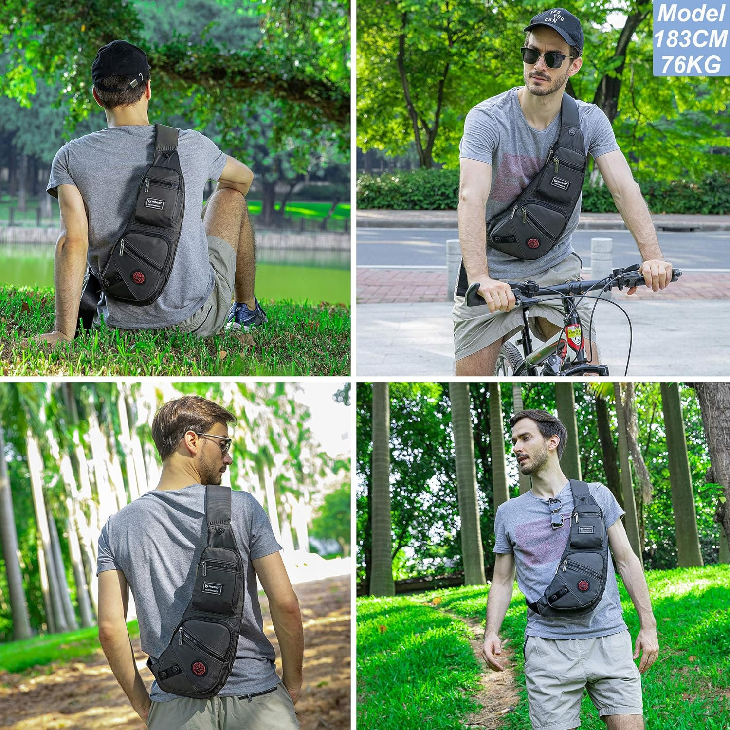 Sling Bag Chest Shoulder Backpack Crossbody Bags Casual Daypack for Men Women Gr