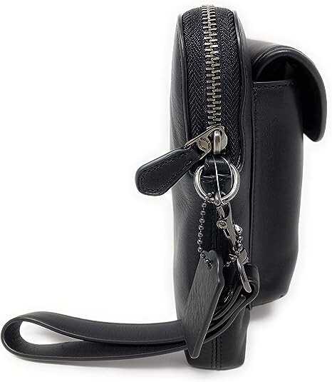 Coach 2812 Men Unisex Ranger Zip Leather Pouch Wrist Strap Black