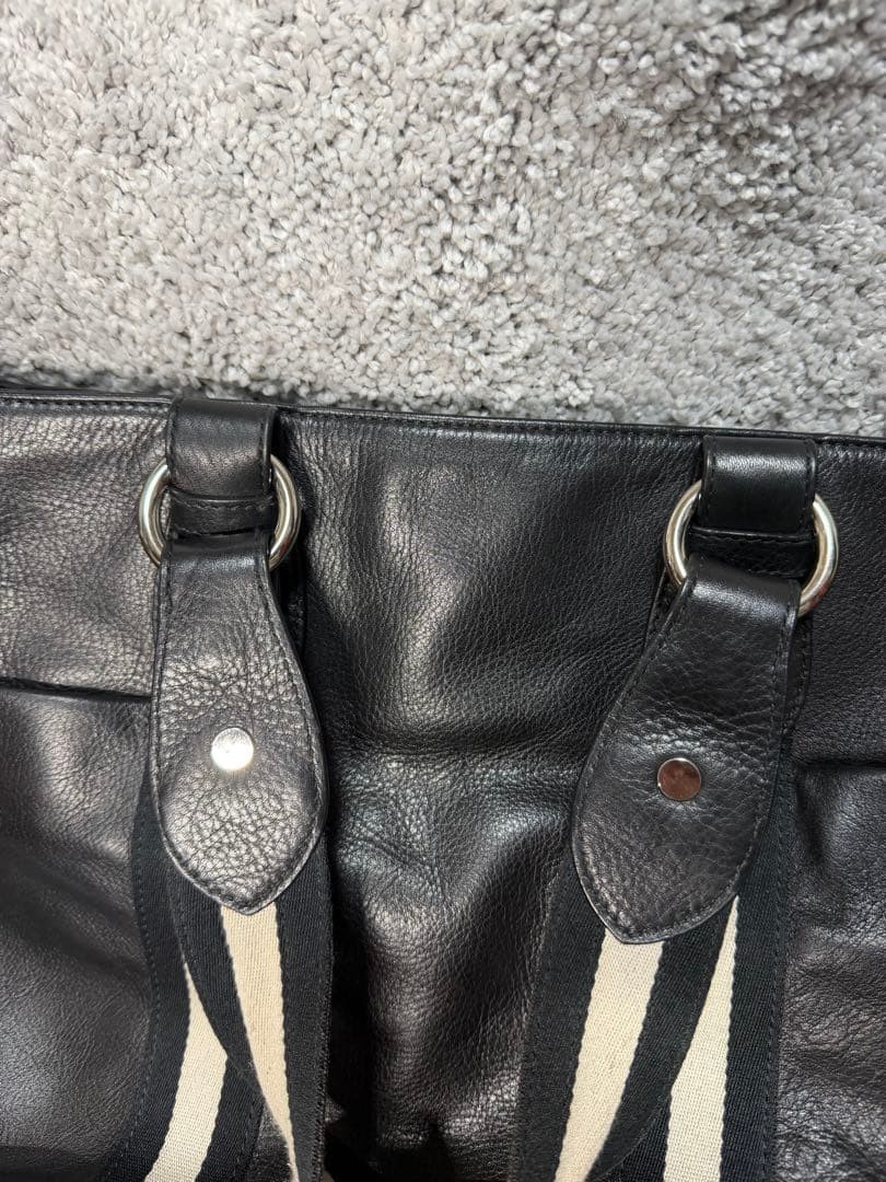 BALLY Tote Bag Handbag Leather Black Designer Spacious Iconic 34x28x17cm