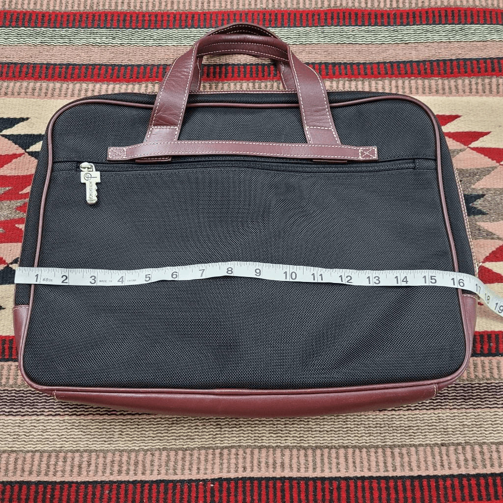 Jack Georges Black Brown Canvas Leather Messenger Laptop Bag Carry On Simple