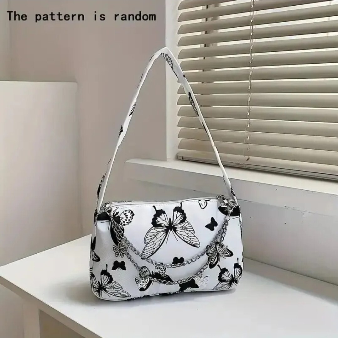 Trendy Zipper Shoulder Bag Mini Fashion Butterfly Pattern Underarm