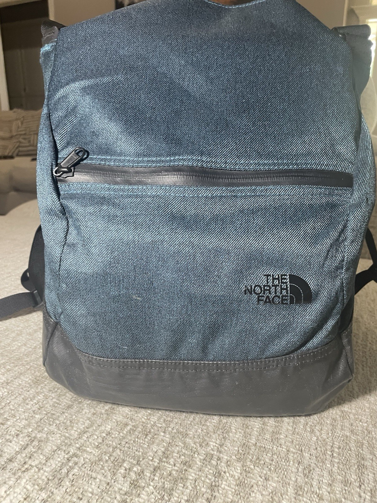 The North Face Messenger Bag Denim-Look Laptop Satchel Urban Commuter