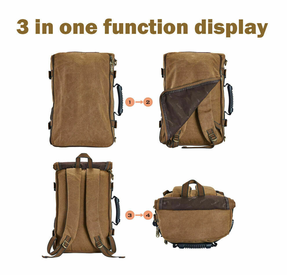 KAUKKO Men Backpack Canvas Rucksack Laptop Bag Travel Hiking Camping Backpack