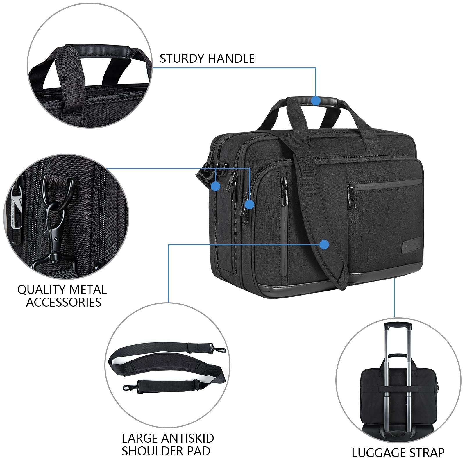 VANKEAN Laptop Briefcase for Hombres Mujeres 17 3 Inch Laptop Bag Water Repel