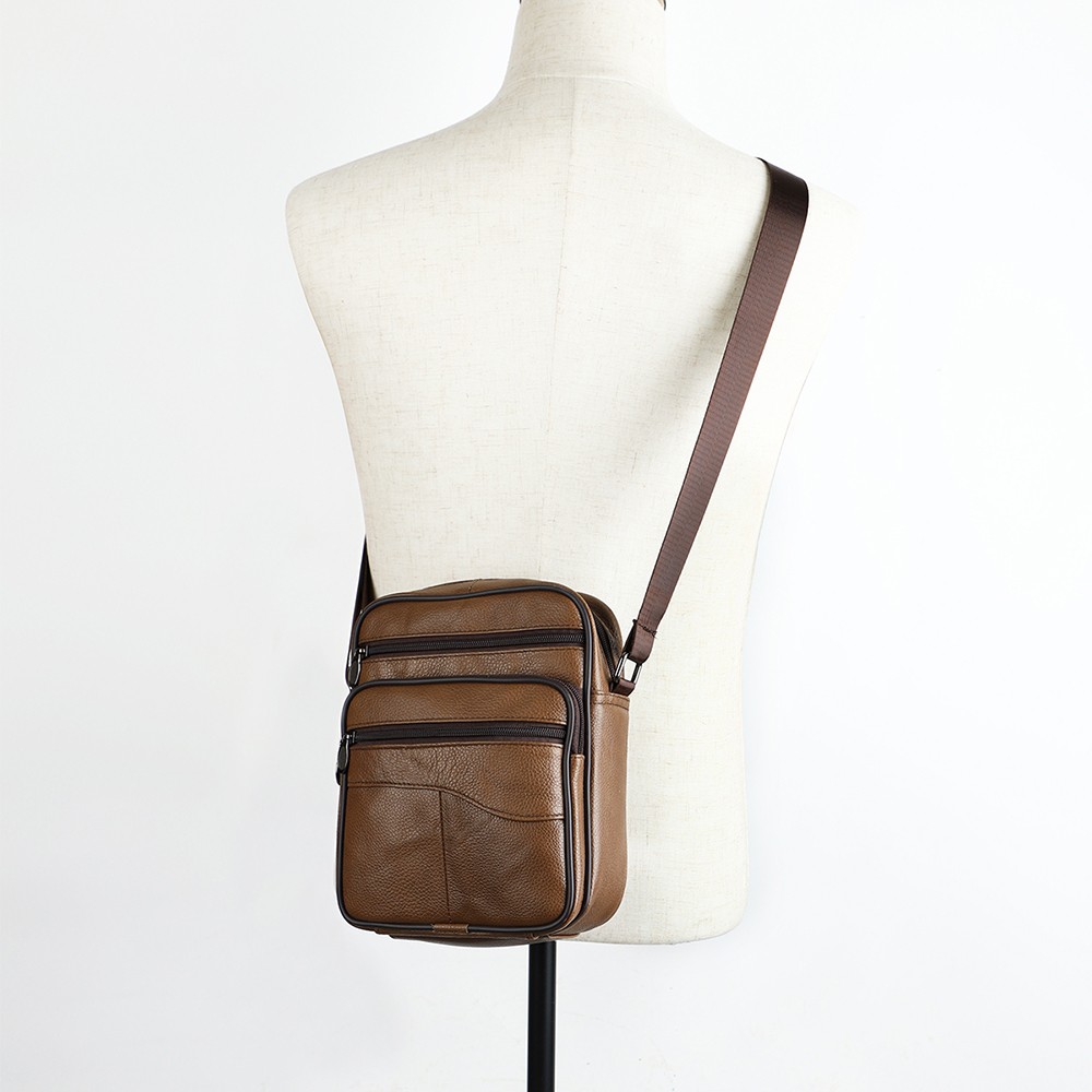 Men’s Vintage Genuine Leather Crossbody Sling Bag Retro Shoulder Messenger Bag