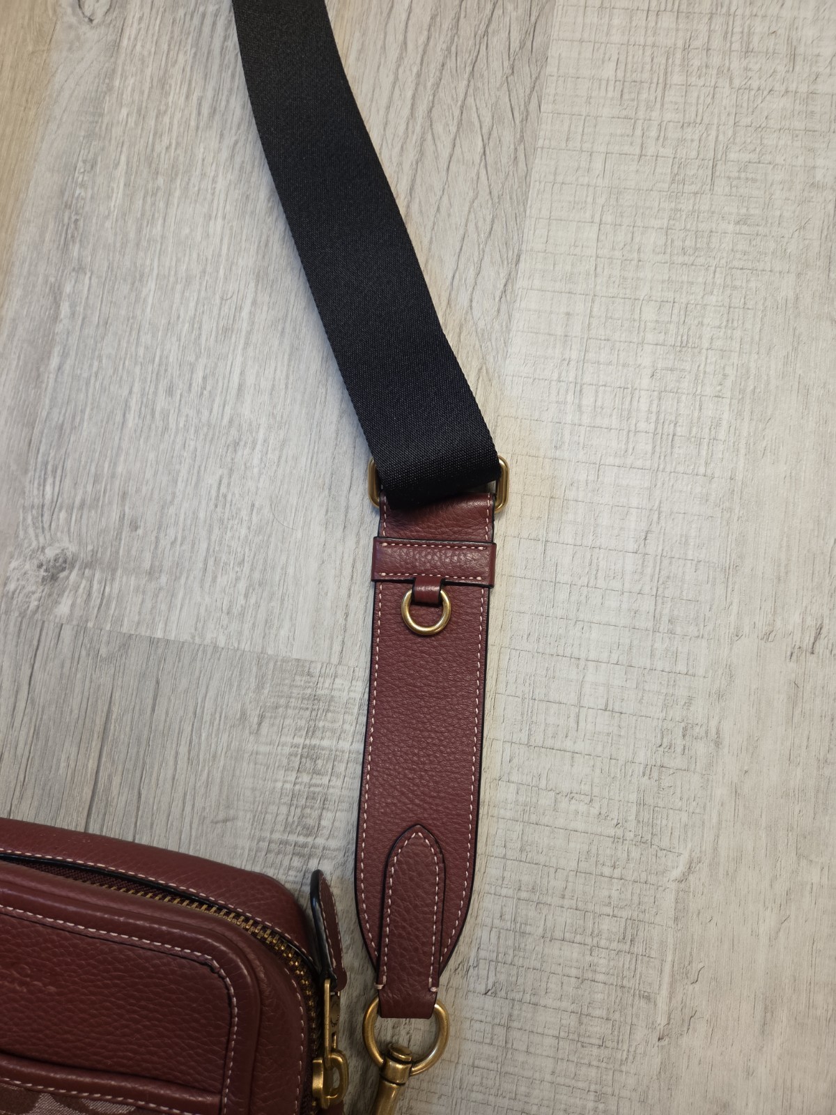 Coach SULLIVAN CG996 Signature Chambray & Leather Crossbody Bag In WINE
