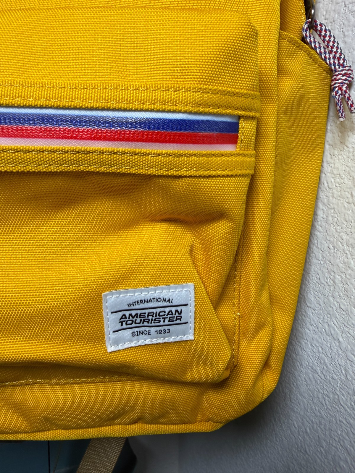 American Tourister UpBeat Backpack Yellow Canvas School Commute Bag Retro Travel