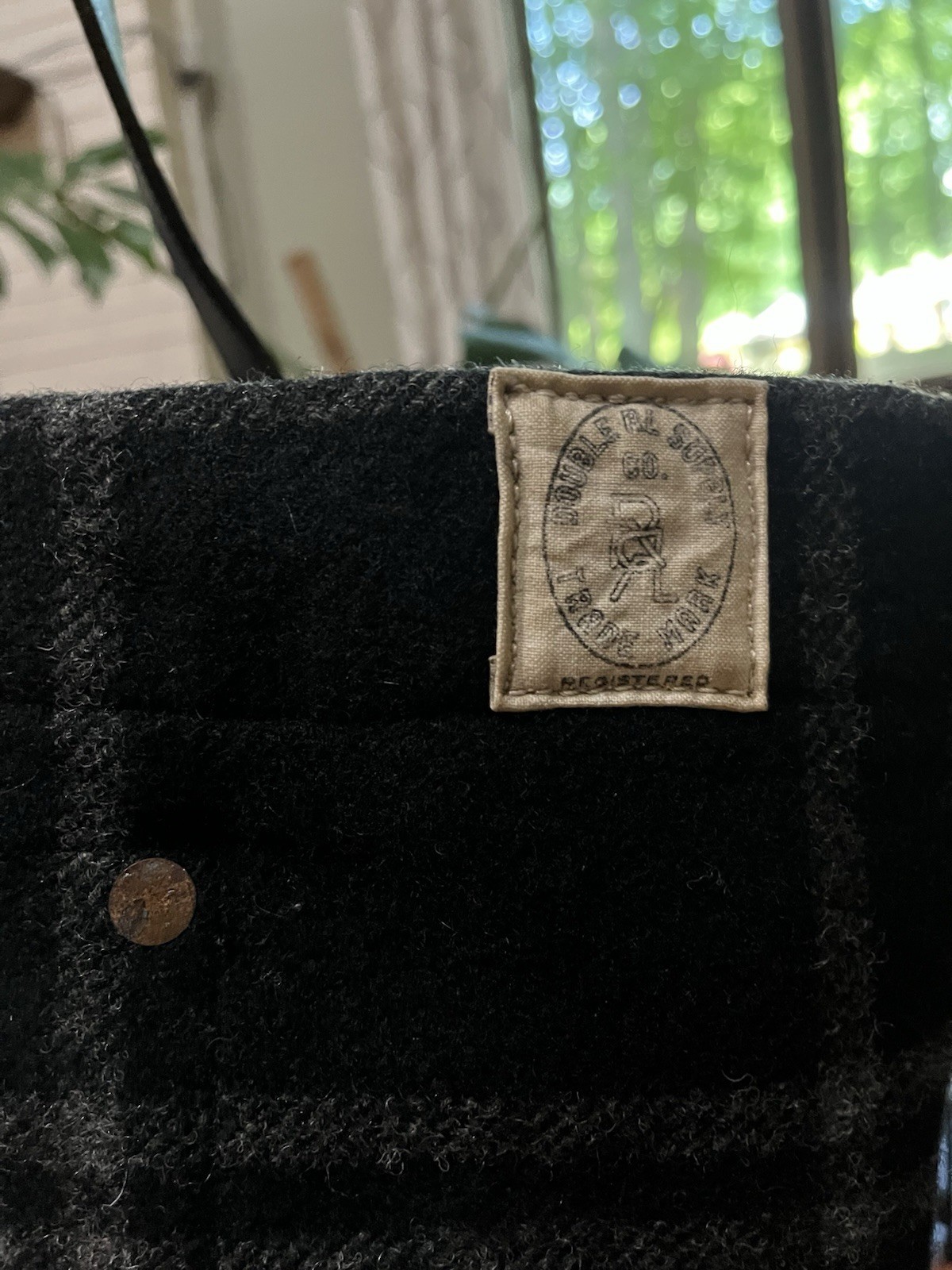 RRL plaid Wool Jumbo Tote Bag Black Made In Italy