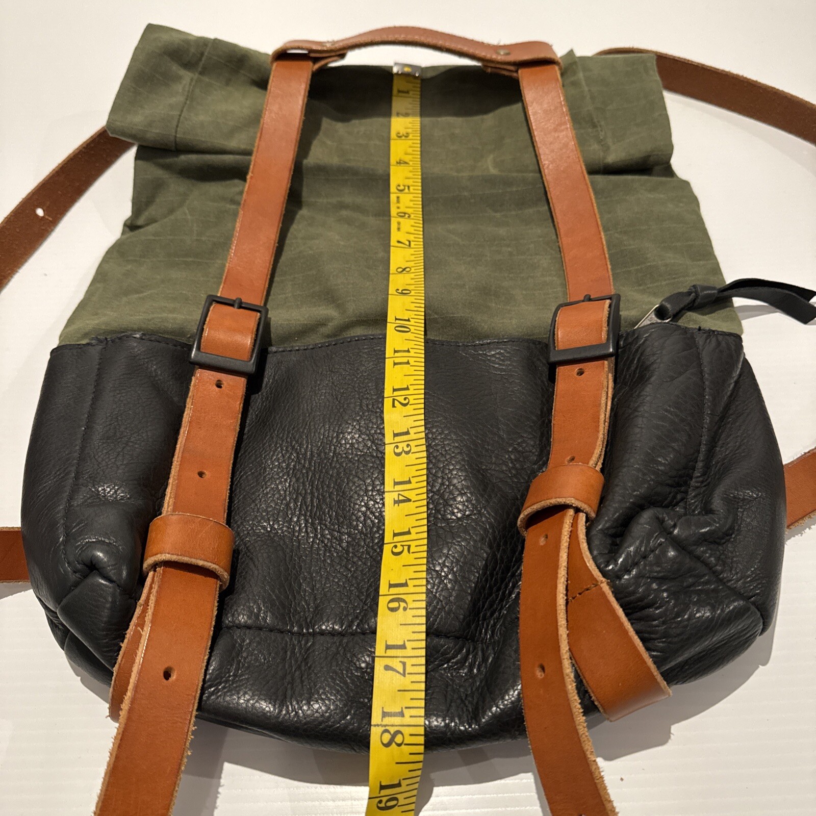 Awl Snap Waxed Canvas Leather Adjustable Backpack Tote Olive Green Black Brown