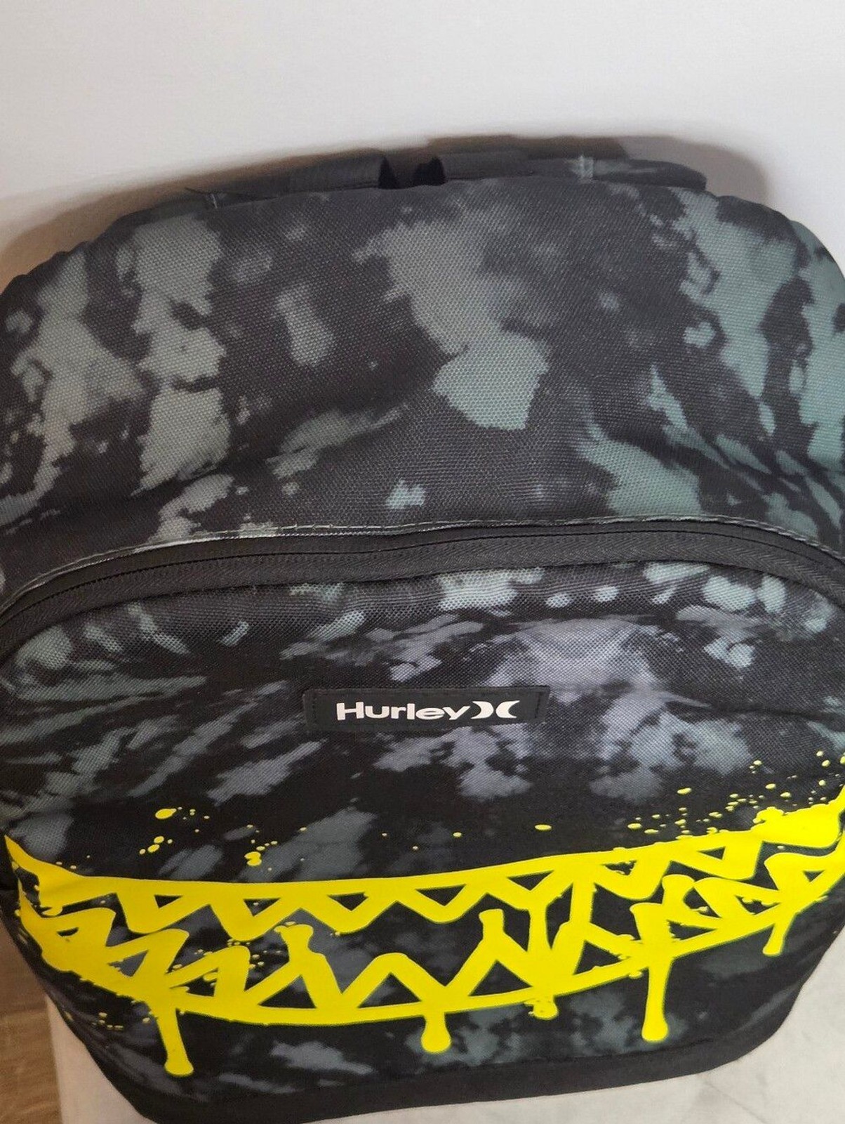 Hurley Black Camo Backpack with Bright Yellow Graphic