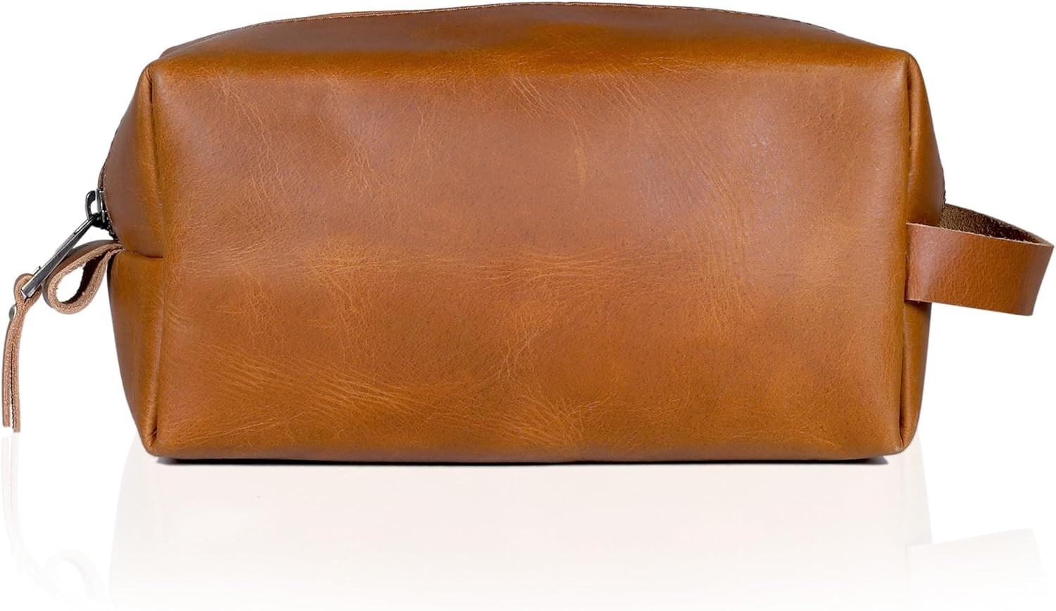 Genuine Buffalo Leather Toiletry Bag Travel Dopp Kit Shaving Case For Men Women