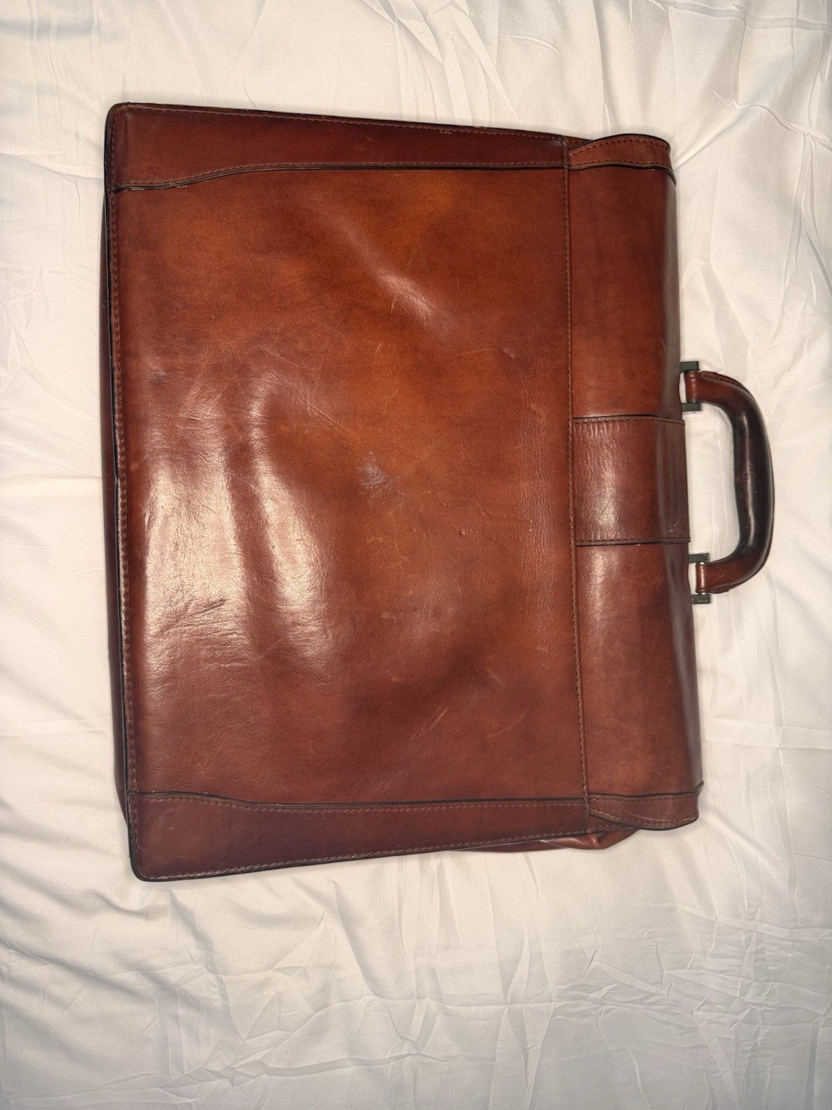 Bosca Brown Men’s Briefcase/Document Case Top Handle Lock Closure Solid