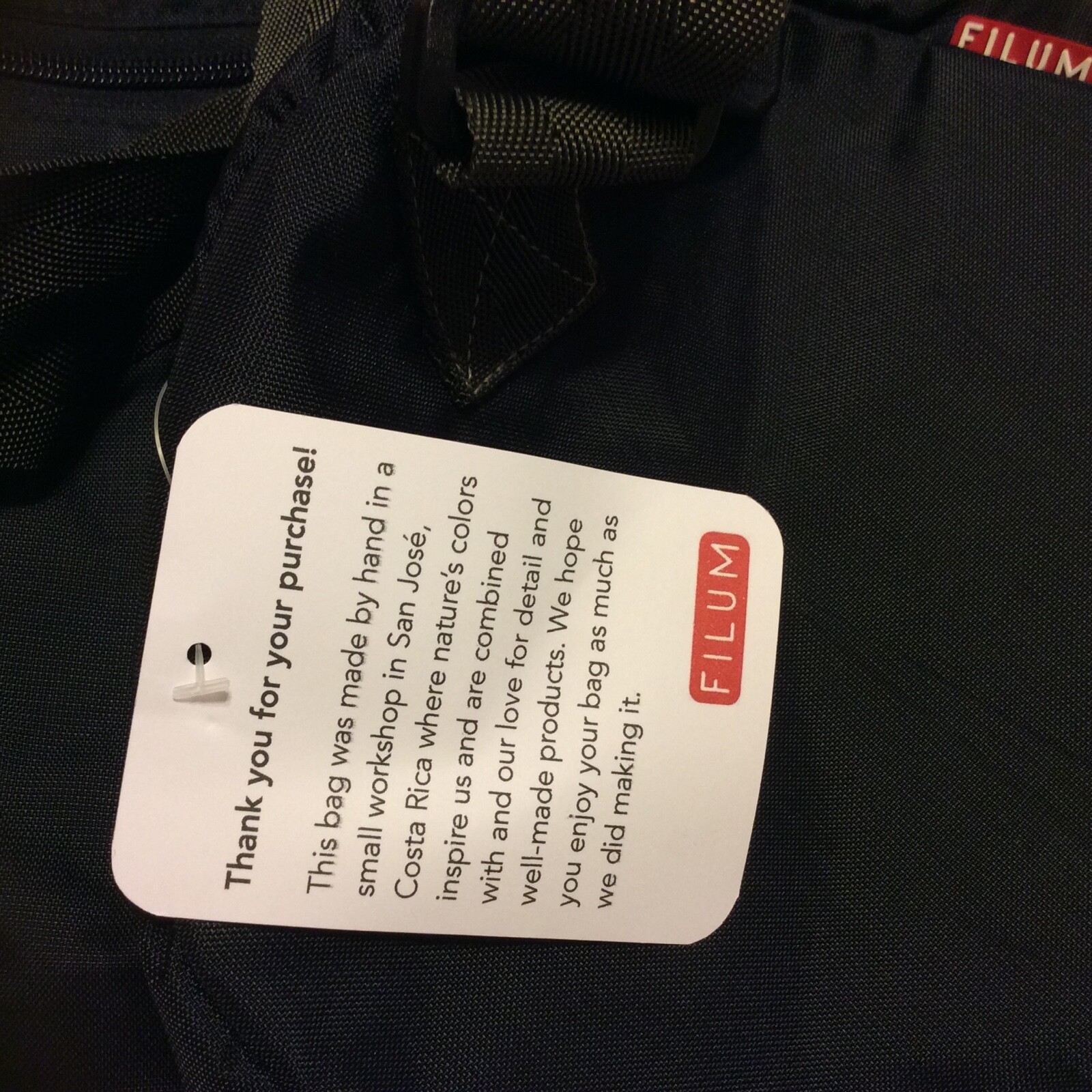 Filum black duffle bag 8”x7”x16” New with tags Water resistant