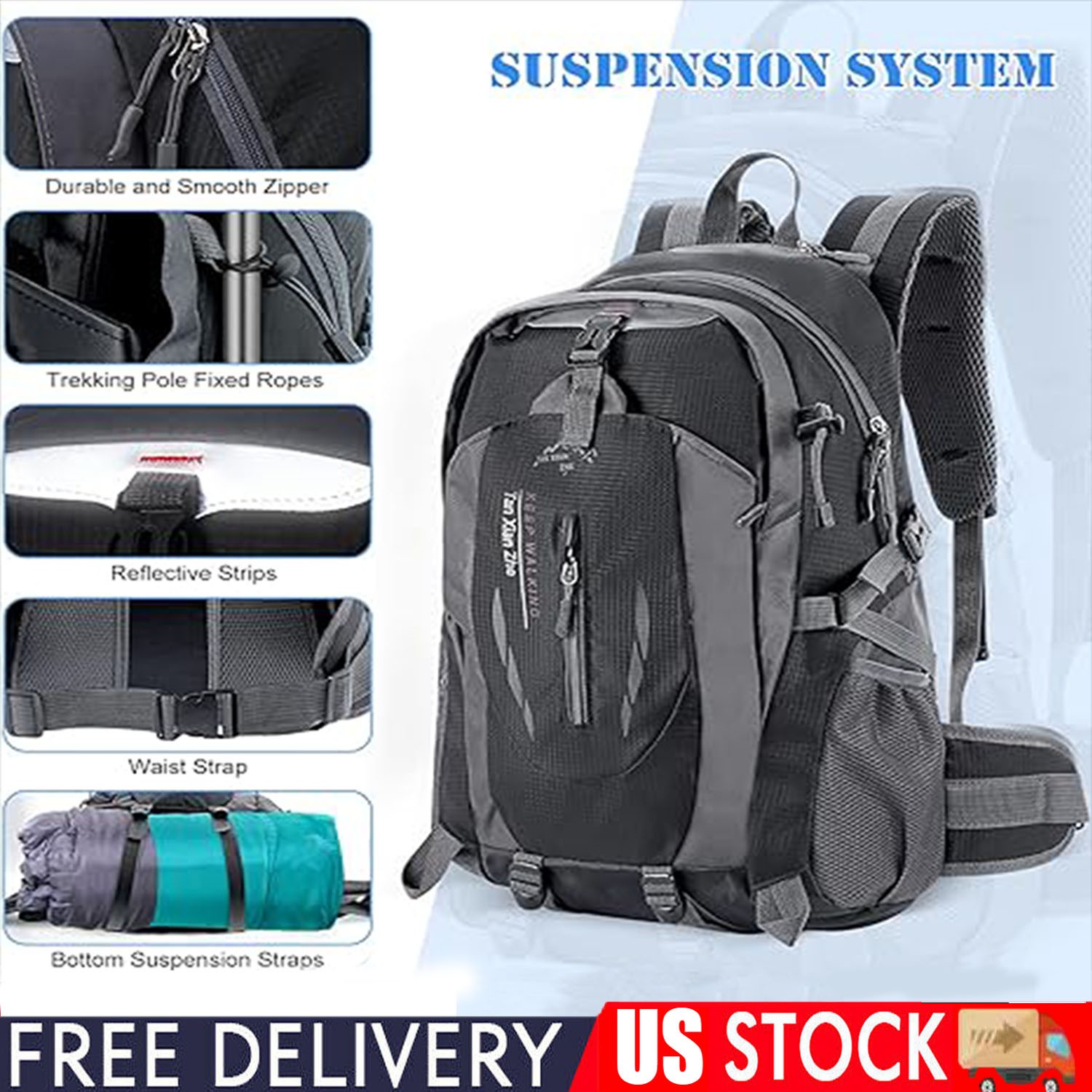 Hiking Camping Bag Large Waterproof Backpack Outdoor Travel Luggage Rucksack